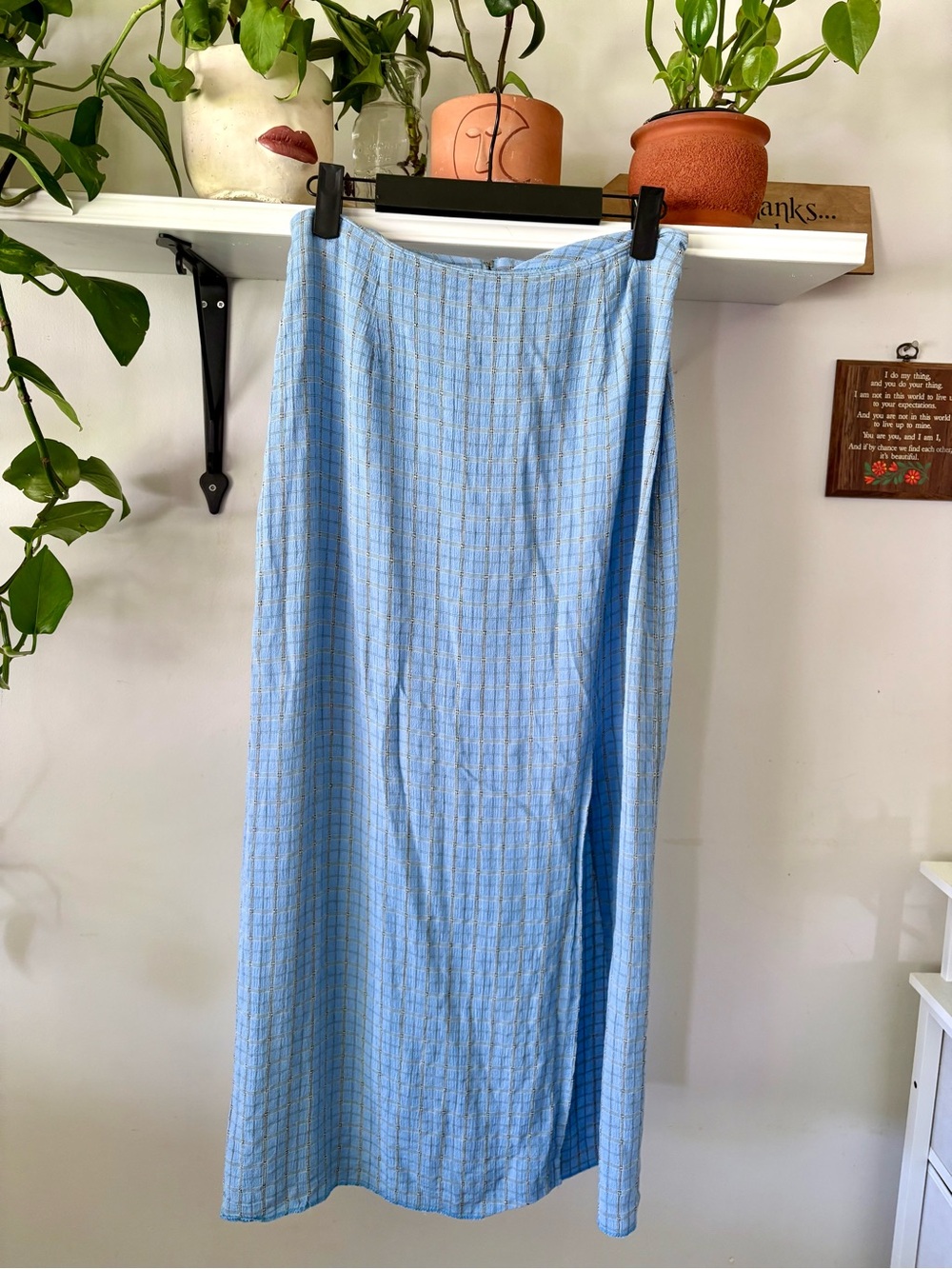 Smart Set Sky Blue Plaid Maxi Skirt - Picture 1 of 3